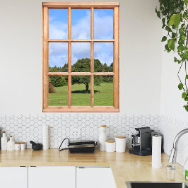 ウィンドウからの国側ビューのツリー ポスター