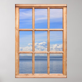ウィンドウからの静穏な海ビュー ポスター