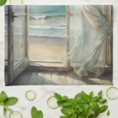 ウィンドウから海ブリーズウォーター色 | 沿岸 キッチンタオル (折り畳み)