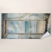 ウィンドウから海ブリーズウォーター色 | 沿岸 ビーチタオル (正面)