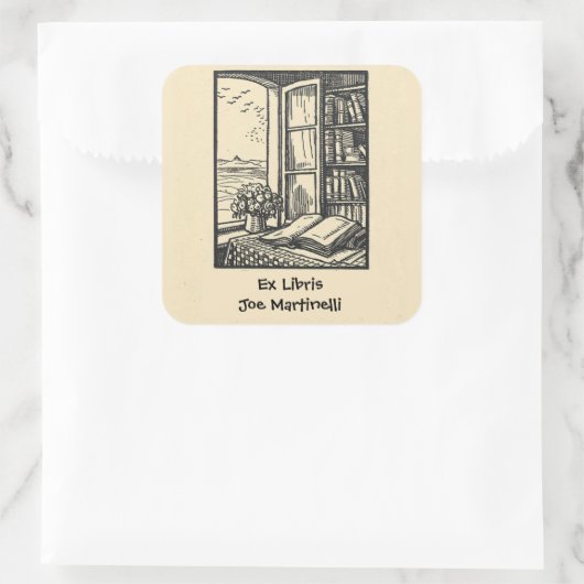 ウィンドウで編集可能なブックExライブラリ蔵書票 スクエアシール (バッグ)