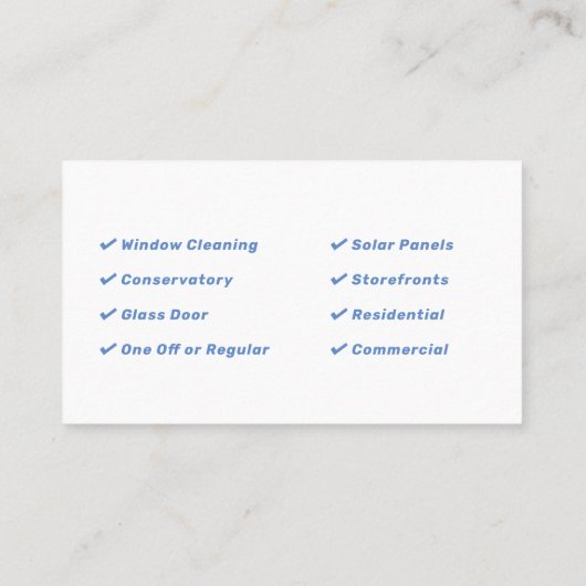 ウィンドウのクリーニング 名刺 (裏面)