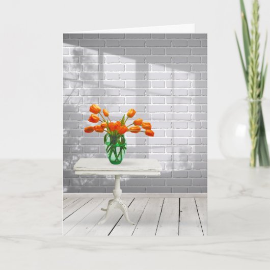 ウィンドウのシャドウカードにオレンジ色のチューリップ カード (正面)