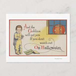 ウィンドウのハロウィーンGreetingGoblin ポストカード