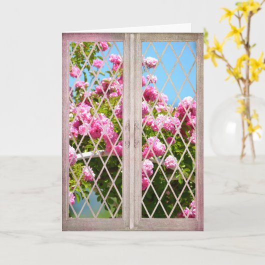 ウィンドウのバラ カード (黄色い花)