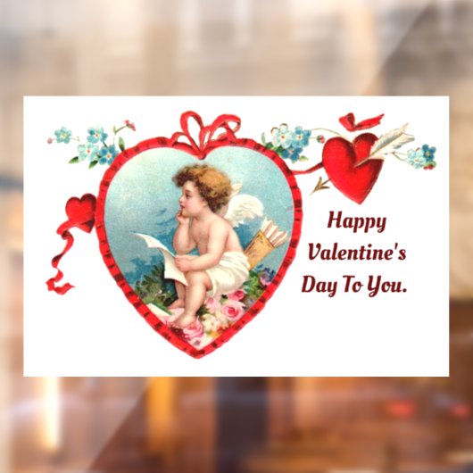 ウィンドウの固定にハートのキューピッド ウィンドウサイン (シート2)