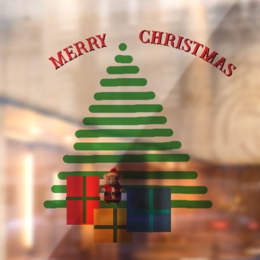 ウィンドウの固定 – クリスマスツリーの下のサンタマウス ウィンドウサイン (シート2)