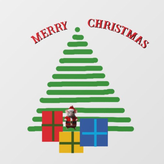 ウィンドウの固定 – クリスマスツリーの下のサンタマウス ウィンドウサイン (シート)