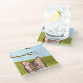 ウィンドウの子猫 ガラスコースター (アングル)