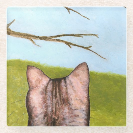 ウィンドウの子猫 ガラスコースター (正面)