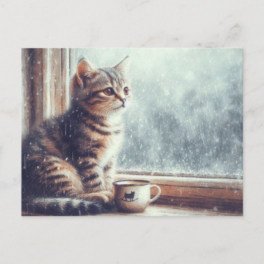 ウィンドウの子猫 ポストカード (正面)