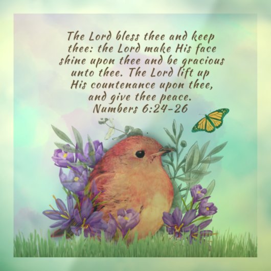 ウィンドウは聖書の詩と自然のアートワークにしがみつく ウィンドウサイン (シート3)