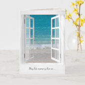 ウィンドウを開く海ビーチシーン悔やみや弔慰 カード (黄色い花)