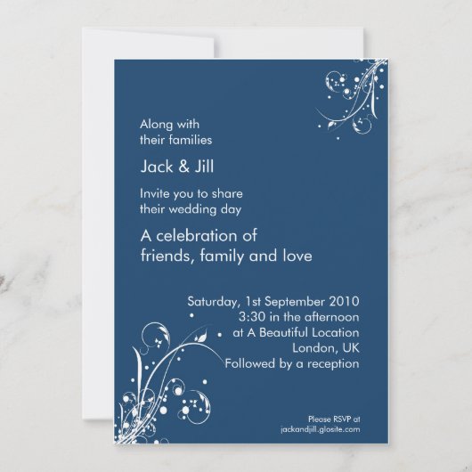 ウィンドウィスパー (ストーミーブルー) 5x7 招待状 (正面)