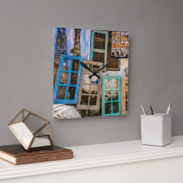 ウィンドウカラフルフレーム スクエア壁時計