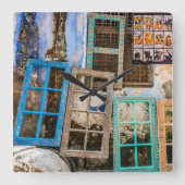 ウィンドウカラフルフレーム スクエア壁時計 (正面)