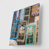 ウィンドウカラフルフレーム スクエア壁時計 (傾斜)