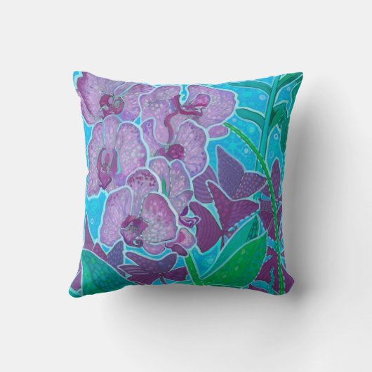 ウィンドウガーデンオーキッドフラワーズフローラ植物芸術 クッション (裏面)