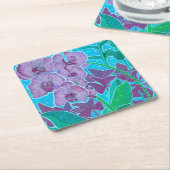 ウィンドウガーデンオーキッドフラワーズフローラ植物芸術 スクエアペーパーコースター (アングル)