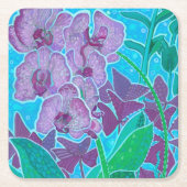 ウィンドウガーデンオーキッドフラワーズフローラ植物芸術 スクエアペーパーコースター (正面)