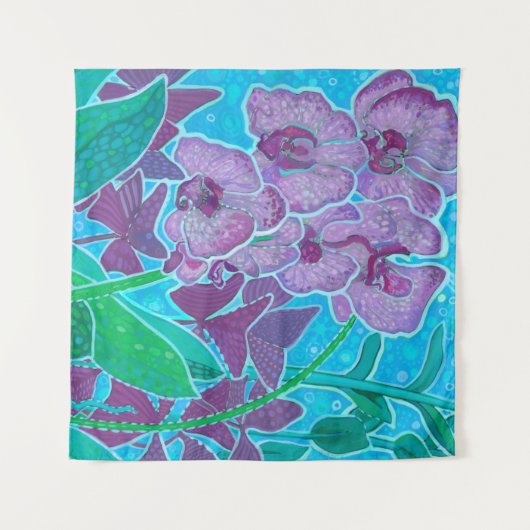 ウィンドウガーデンオーキッドフラワーズフローラ植物芸術 タペストリー (正面(横))