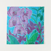 ウィンドウガーデンオーキッドフラワーズフローラ植物芸術 タペストリー (正面)