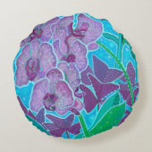 ウィンドウガーデンオーキッドフラワーズフローラ植物芸術 ラウンドクッション (裏面)