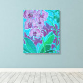 ウィンドウガーデンオーキッドフラワーズフローラ絵画アート キャンバスプリント (インサイチュ (ウッドフロア))