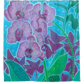 ウィンドウガーデンオーキッドフラワーズフローラ絵画アート シャワーカーテン (正面)