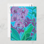 ウィンドウガーデンオーキッドフラワーズフローラ絵画アート ポストカード (正面/裏面)
