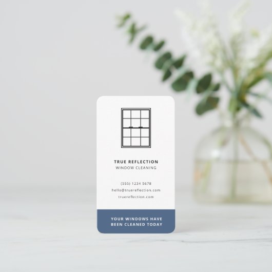 ウィンドウクリーナーのウィンドウは今日のブルービジター洗浄 名刺 (スタンド正面)