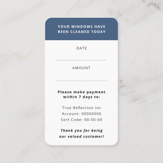 ウィンドウクリーナーのウィンドウは今日のブルービジター洗浄 名刺 (裏面)