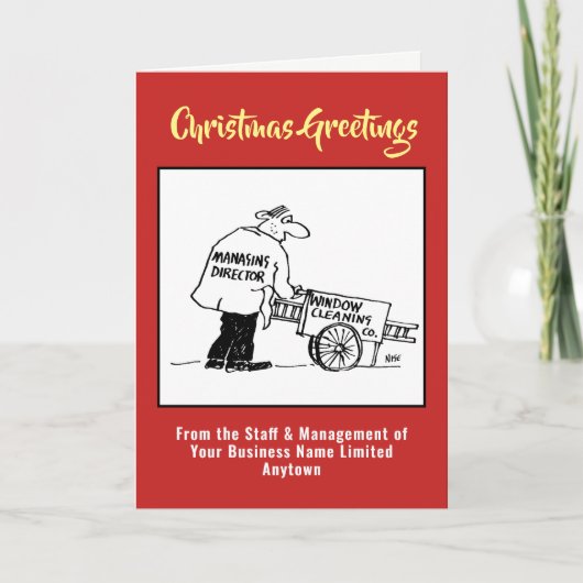 ウィンドウクリーナーまたはウィンドウクリーニングクリスマスカード シーズンカード (正面)