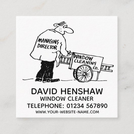 ウィンドウクリーナーまたはウィンドウクリーニング スクエア名刺 (正面)