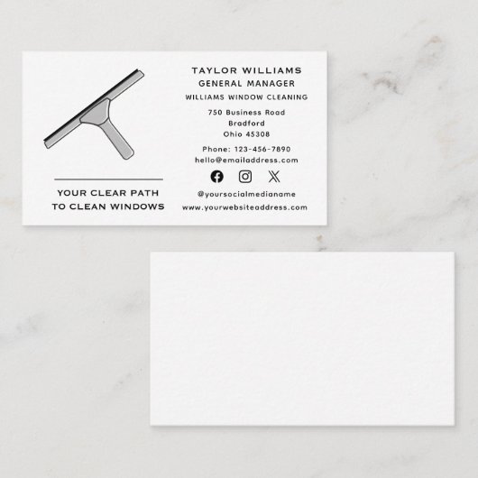 ウィンドウクリーナー洗浄クリーンなソーシャルメディア 名刺 (正面/裏面)