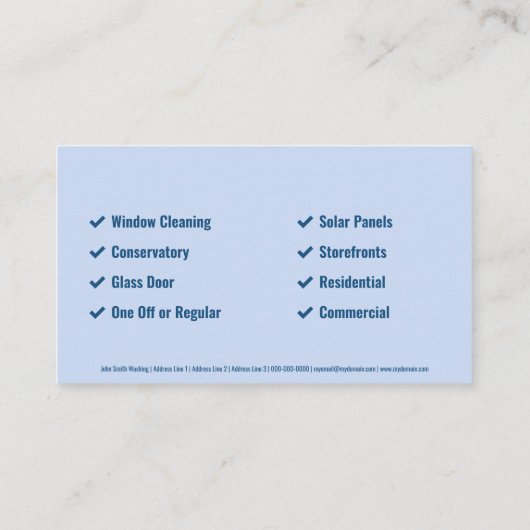 ウィンドウクリーニングサービス 名刺 (裏面)
