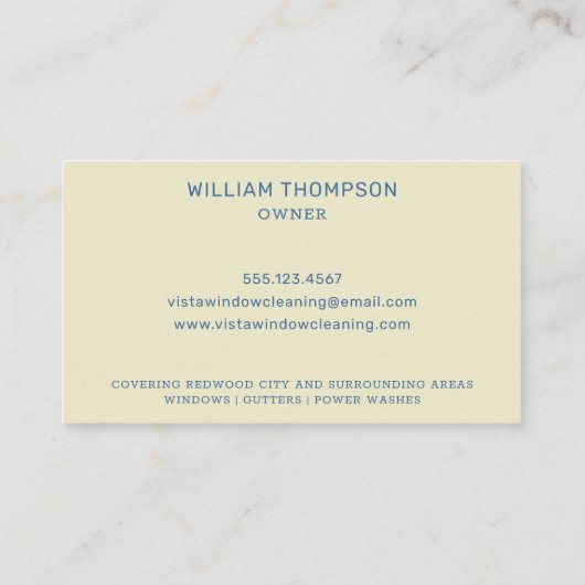 ウィンドウクリーニングヴィンテージブルー&レッドビジネスカード 名刺 (裏面)