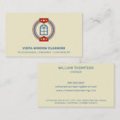 ウィンドウクリーニングヴィンテージブルー&レッドビジネスカード 名刺 (正面/裏面)