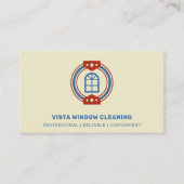 ウィンドウクリーニングヴィンテージブルー&レッドビジネスカード 名刺 (正面)