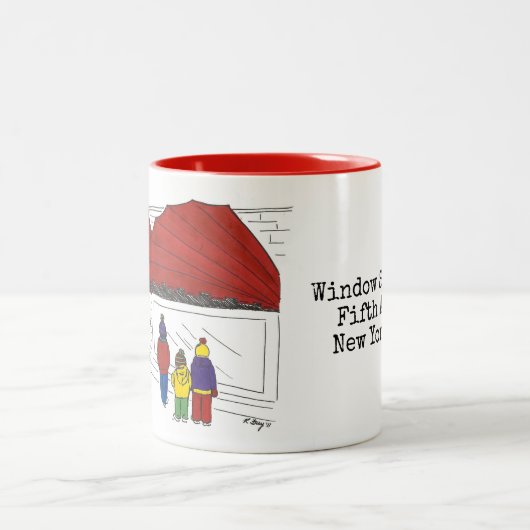 ウィンドウショッピングクリスマスNYCニューヨーク ツートーンマグカップ (中央)