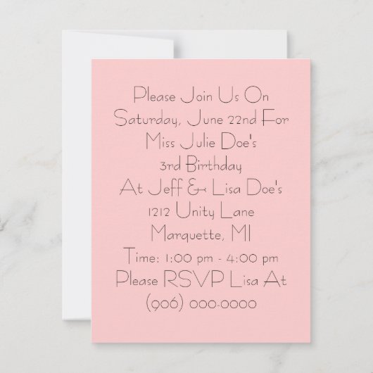 ウィンドウシートテディベアピンクかわいらし招待状 招待状 (裏面)