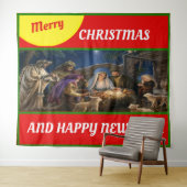 ウィンドウズスローのためのメリークリスマスフリースブランケット タペストリー (インサイチュ(横))