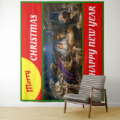 ウィンドウズスローのためのメリークリスマスフリースブランケット タペストリー (インサイチュ)