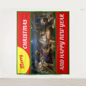 ウィンドウズスローのためのメリークリスマスフリースブランケット タペストリー (正面)