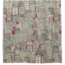 ウィンドウピンク シャワーカーテン