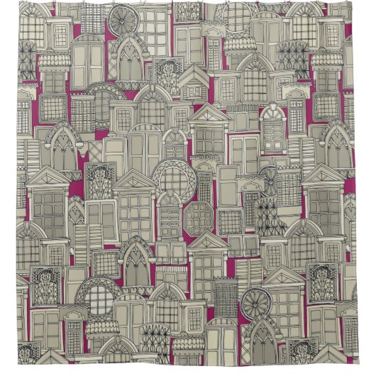 ウィンドウピンク シャワーカーテン (正面)