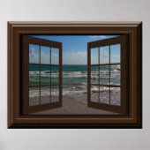 ウィンドウフェイクアクアマリン波の海シーン静かな ポスター (正面)