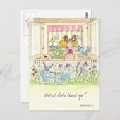 ウィンドウポストカードでの時間移動小さな女の子の場所 ポストカード (正面/裏面)