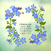 ウィンドウロック店の時間ウェルカムブルーの花 ウィンドウサイン (シート3)