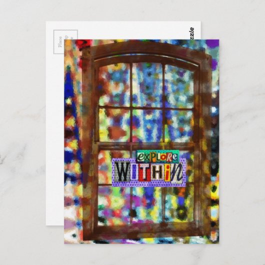 ウィンドウ内でメディアの混在コラージュを探索 ポストカード (正面/裏面)